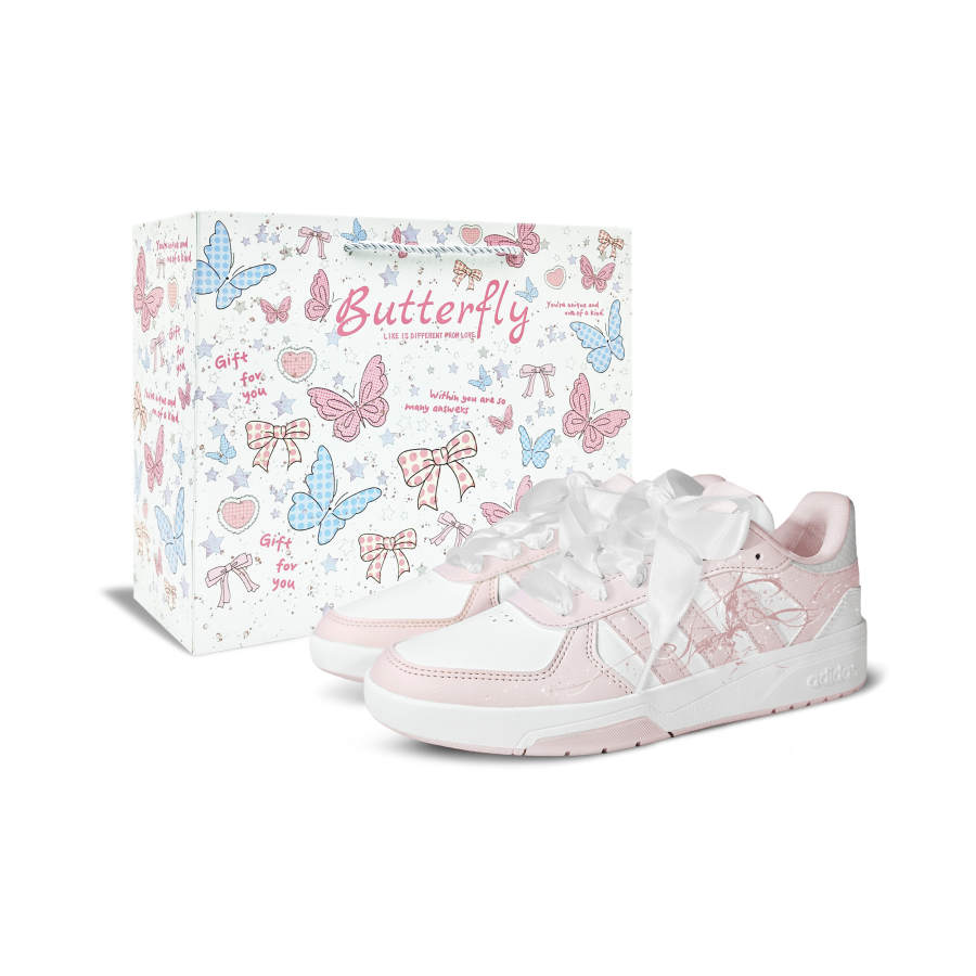 Adidas Adidas COURTBEAT Butterfly Star Sichuan BOX Synthetic Leather Low top Skateboard Shoes Unisex Pink White
