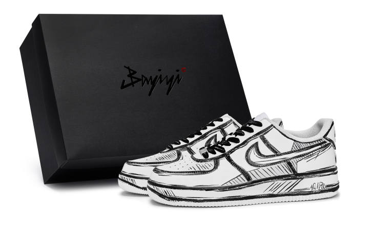 Nike Nike Air Force 1 811 Manufacturing 2D Graffiti, Special Shoe Box Low top Skateboard Shoes Men's Black White