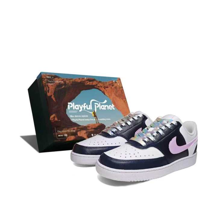 Nike Nike Court Vision 1 Coverage Low top Skateboard Shoes Unisex Black White Purple