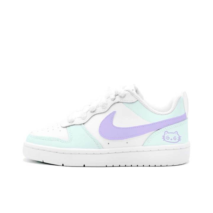 Nike Nike Court Borough 2 Lime Purple Cat, Kung Fu Rabbit Leather Cushioning Abrasion Resistant Slip Resistant Low top