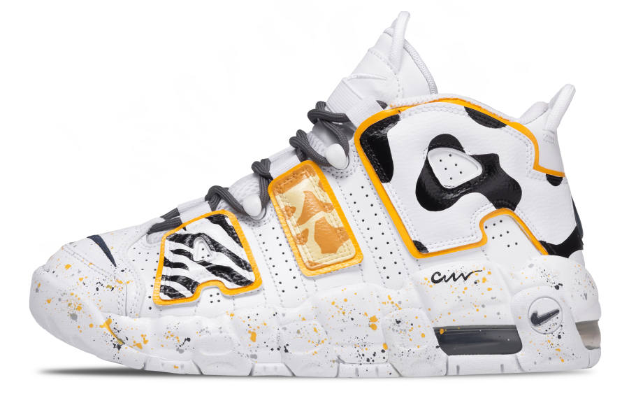 Nike Nike Air More Uptempo Slip Resistant Cushioning Abrasion Resistant Mid top Children's Basketball Shoes Teenagers