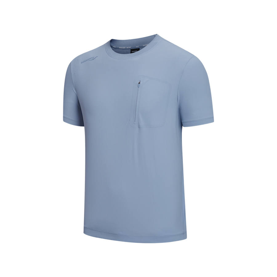 Saucony T Shirts Men's Berlin Blue Crew Neck Moderate