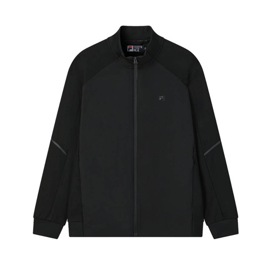 FILA WHITE Jackets Men's Jet Black Stand Collar Moderate Other