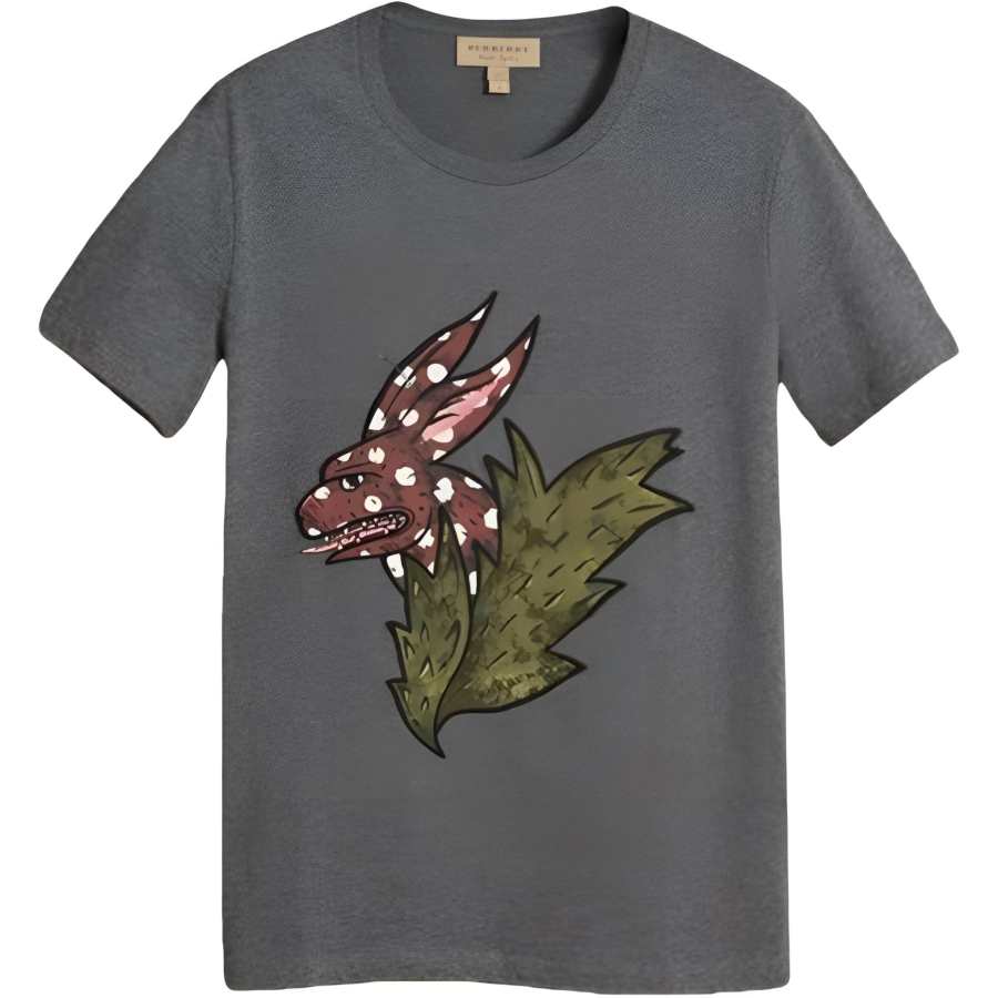 Burberry T Shirts Men's Gray Crew Neck Moderate Straight Fit