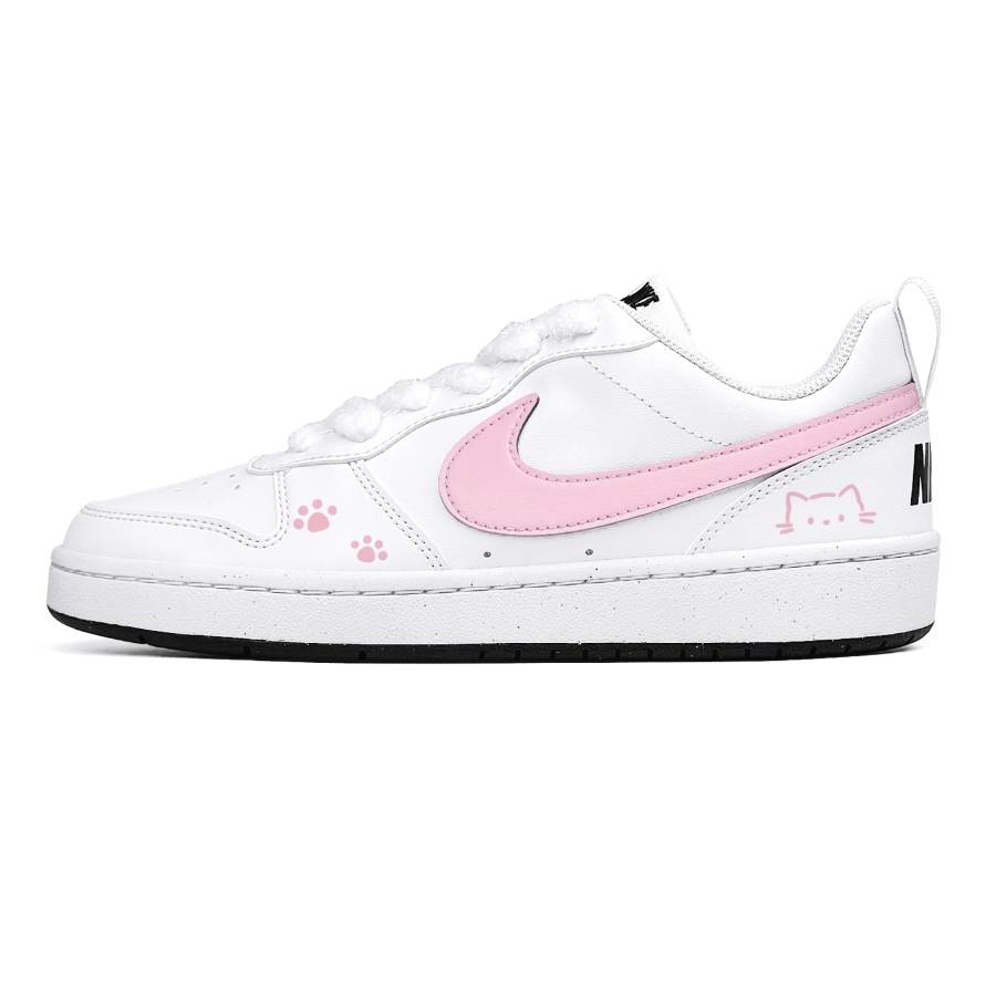 Nike Nike Court Borough Steam Rose, Pink Heart Cat Paw Cushioning Abrasion Resistant Low top Skateboard Shoes White Pink