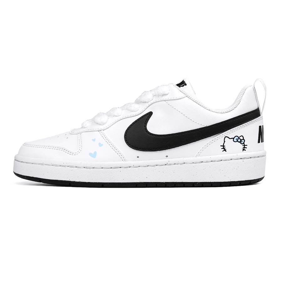 Nike Nike Court Borough Steam Rose, Blue Kitten Cushioning Abrasion Resistant Low top Skateboard Shoes Blue White Teenagers