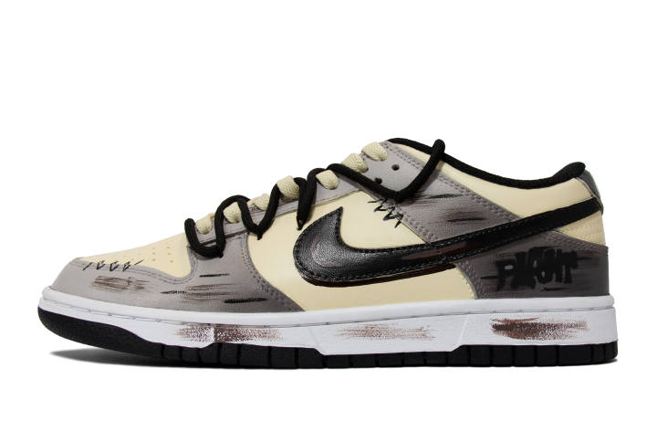 Nike Nike Dunk Walking Planet, Ashen Ruins Slip Resistant Low top Skateboard Shoes Men's Black Gray Yellow