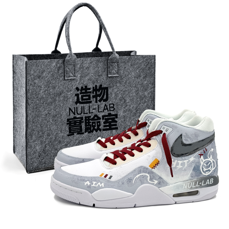 Nike Nike Flight Legacy X Creation Lab, Graffiti Rebel Mid top Vintage Basketball Shoes Unisex Blue Gray