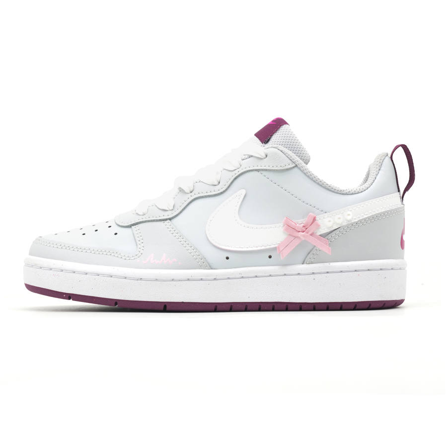 Nike Nike Court Borough Synthetic Leather Abrasion Resistant Low top Kids' Skateboarding Shoes Gray Teenagers