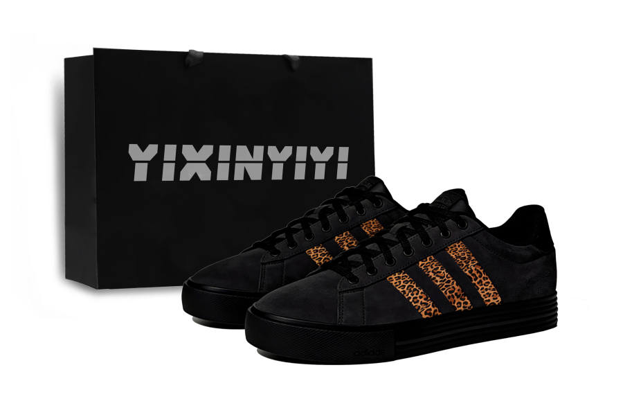 Adidas Adidas Daily Dark Shadow Leopard Walk Slip Resistant Low top Skateboard Shoes Unisex Black