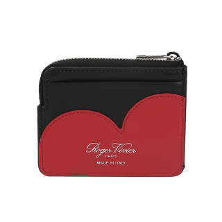 Roger Vivier Cow Leather Card Holder Regular Women's Black Red