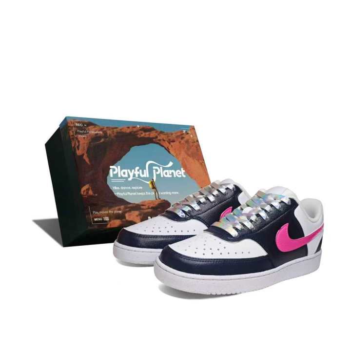 Nike Nike Court Vision 1 Coverage Low top Skateboard Shoes Unisex Black White Pink
