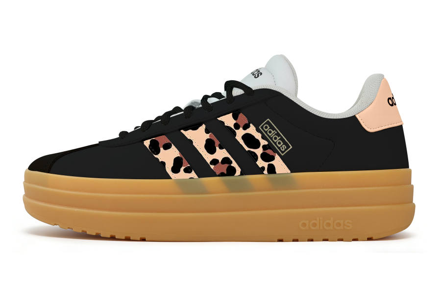 Adidas Adidas VL Court Bold Dark Night Leopard Shadow Abrasion Resistant Slip Resistant Low top Skateboard Shoes Women's Black
