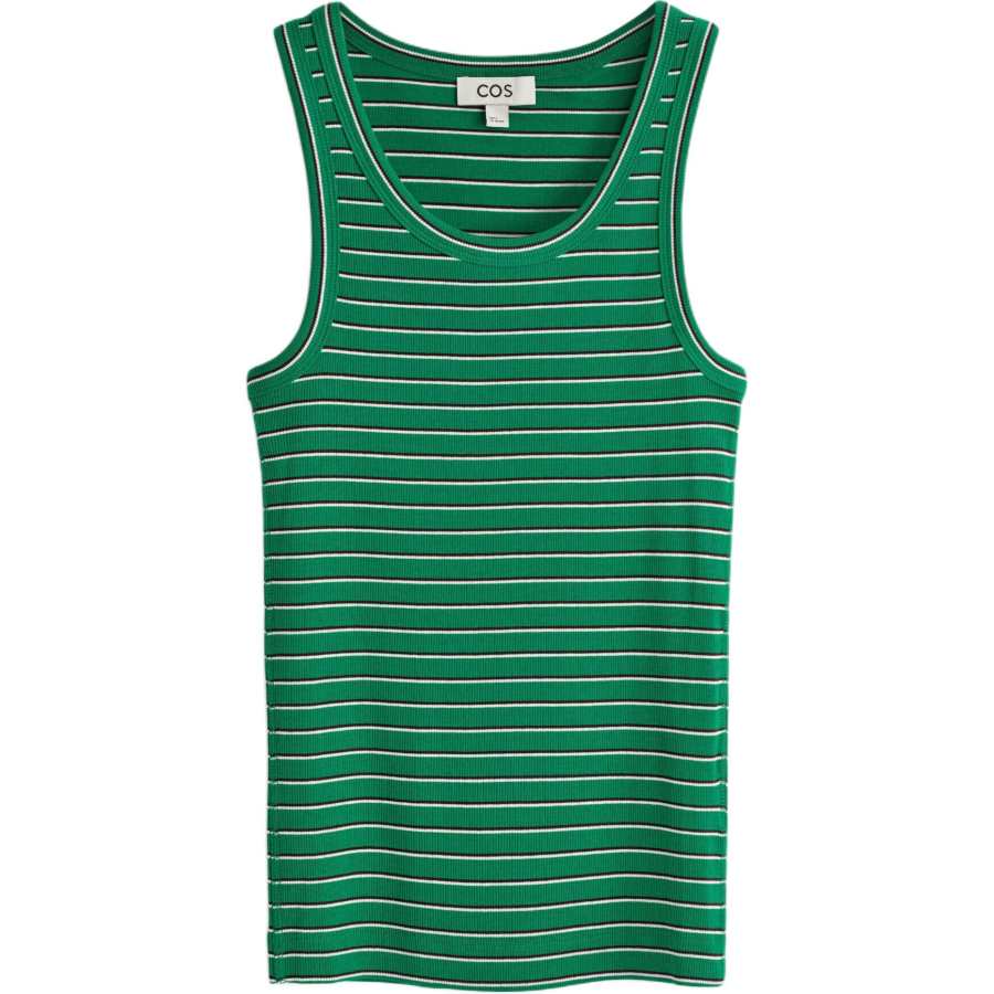 COS Tank Tops Women's Green/Stripes Crew Neck Other