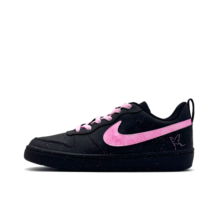 Nike Nike Court Borough Black Pink Dream, Cute, Campus Style, Minimalist Style Versatile Synthetic Leather