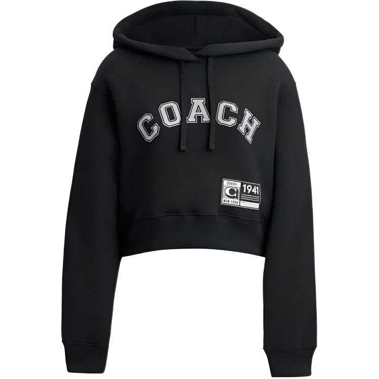 COACH Sweatshirts Women's Black Hooded Moderate Regular