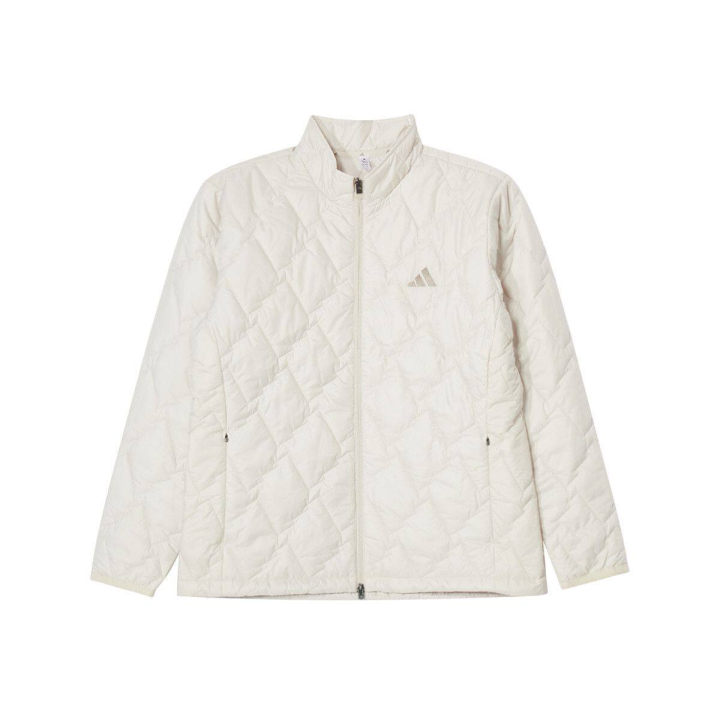 Adidas Adidas Puffer Jackets Unisex Ecru Stand Collar Moderate