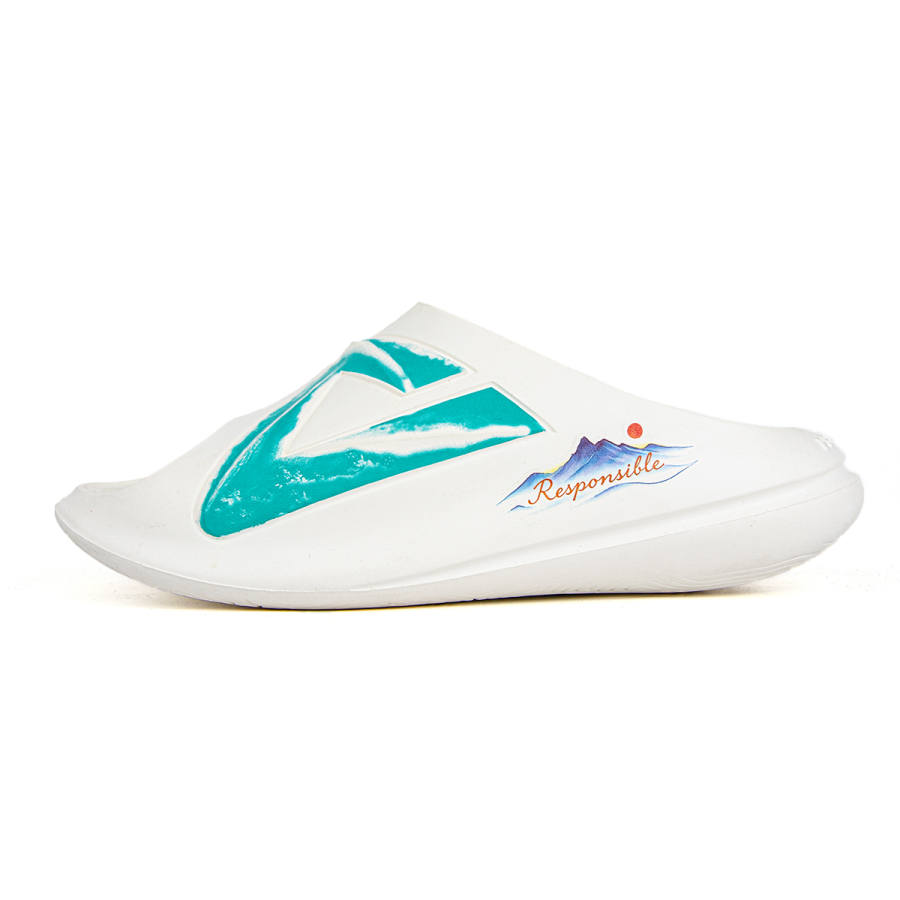 PEAK Taichi Chubby Slippers EVA Slip Resistant, Odor Resistant, Quiet Slide Slippers Men's White Blue