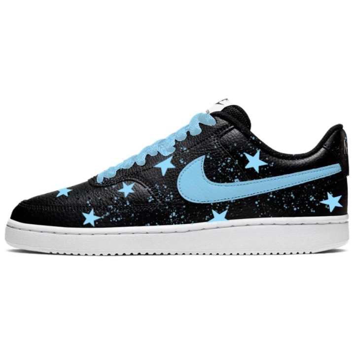 Nike Nike Court Vision 1 Star Blue Ink Splatter Low top Skateboard Shoes Men's Black Blue