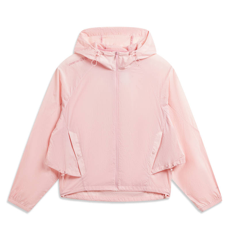 Li-Ning Li Ning Outdoor CF Tracing Sun Protection Clothing Women's Cardamom Powder Hooded Non Detachable Thin Straight Fit