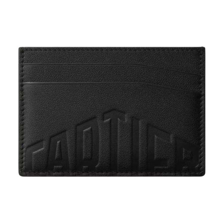 CARTIER Losange Cow Leather Card Holder Men's Black