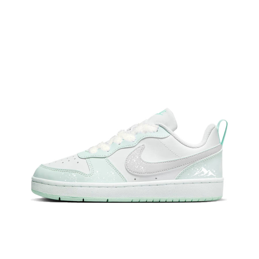 Nike Nike Court Borough Misty Snow Mountains Synthetic Leather Low top Kids' Skateboarding Shoes Mint Gray Teenagers