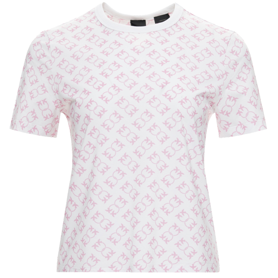 PINKO T Shirts Women's Pink Floral Crew Neck Moderate Straight Fit