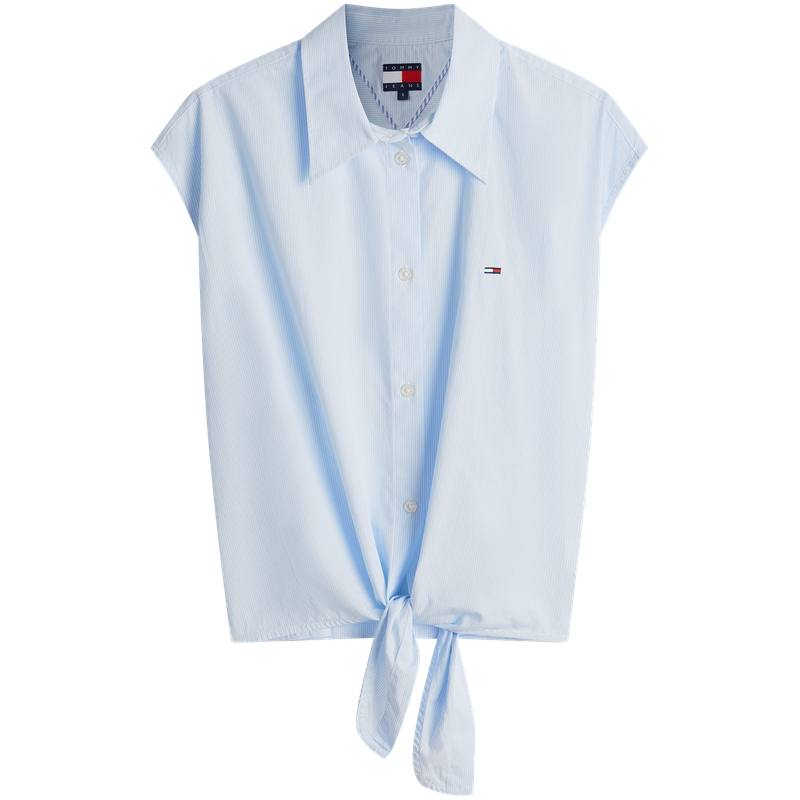Tommy Hilfiger Shirts Women's Blue White Stripes 0A6 Lapel Moderate