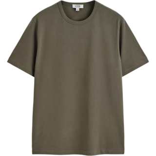 COS T Shirts Men's Khaki Green Crew Neck