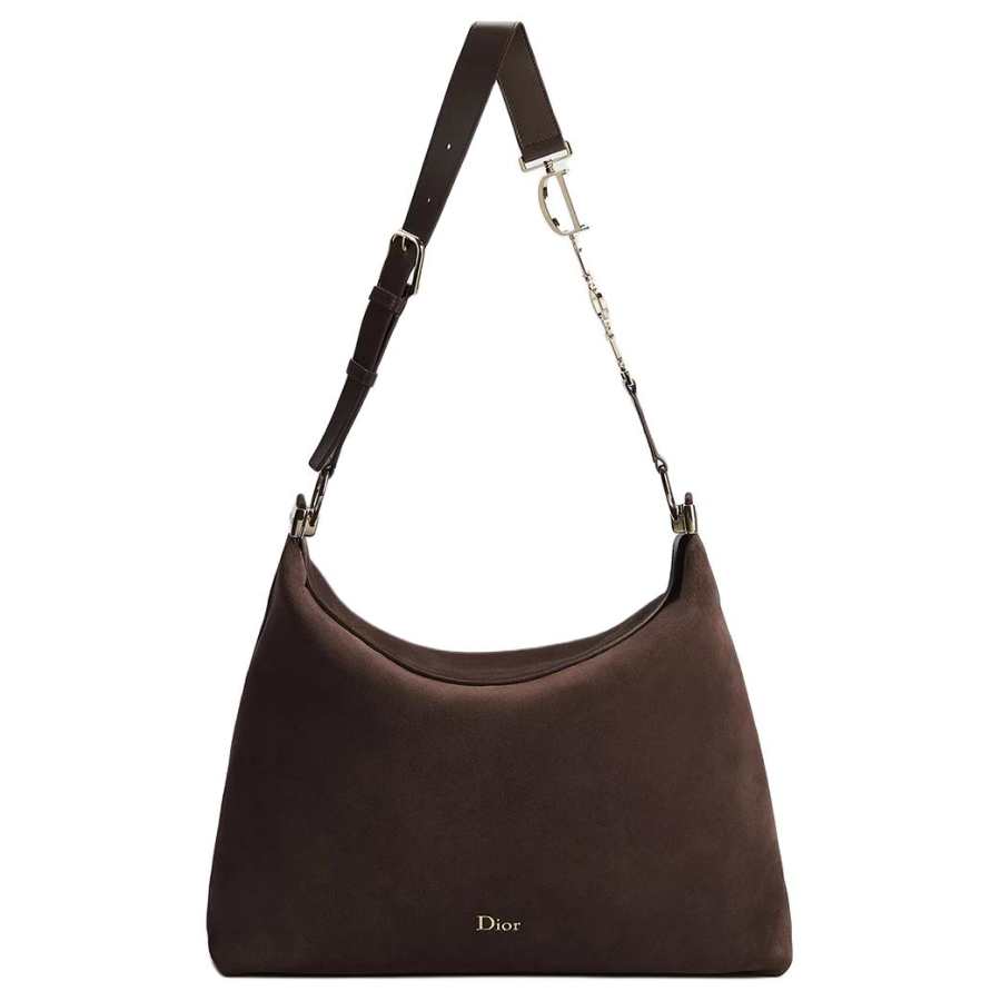 DIOR Diorly Suede Cow Leather Shoulder Bag Large Women's Brown