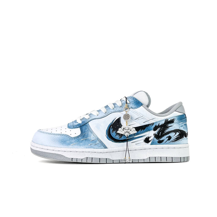 Nike Nike Big Leather Slip Resistant Cushioning Low top Skateboard Shoes Men's Blue White