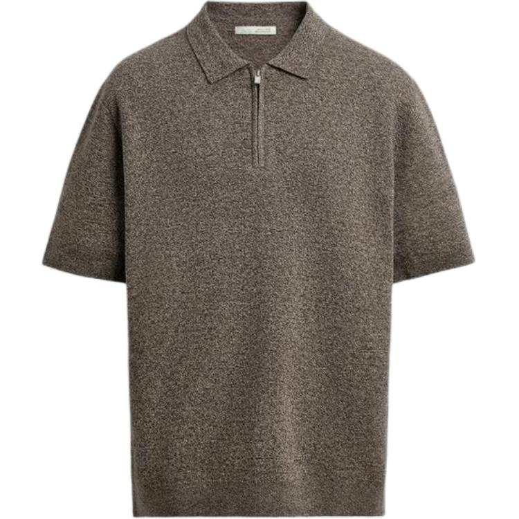 ZARA Polo Shirts Unisex Brown/White Moderate