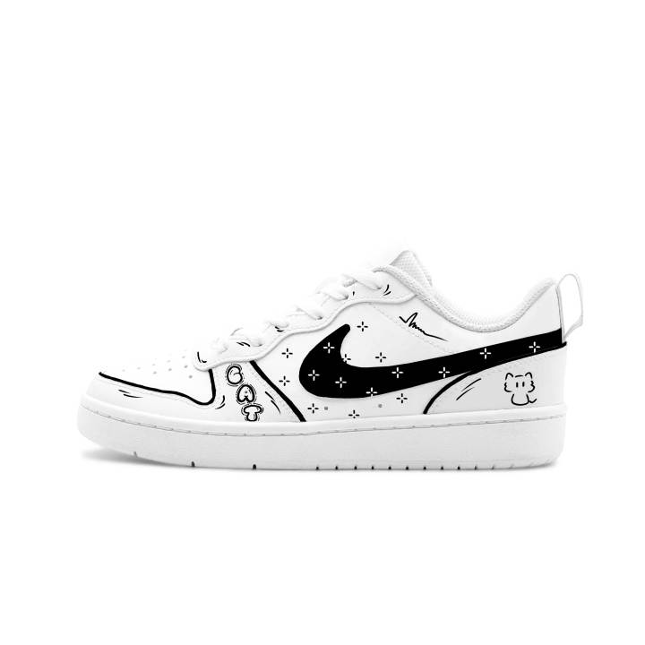 Nike Nike Court Borough Big Fish Manufacturing, Meow Star Graffiti Leather Abrasion Resistant Breathable Low top