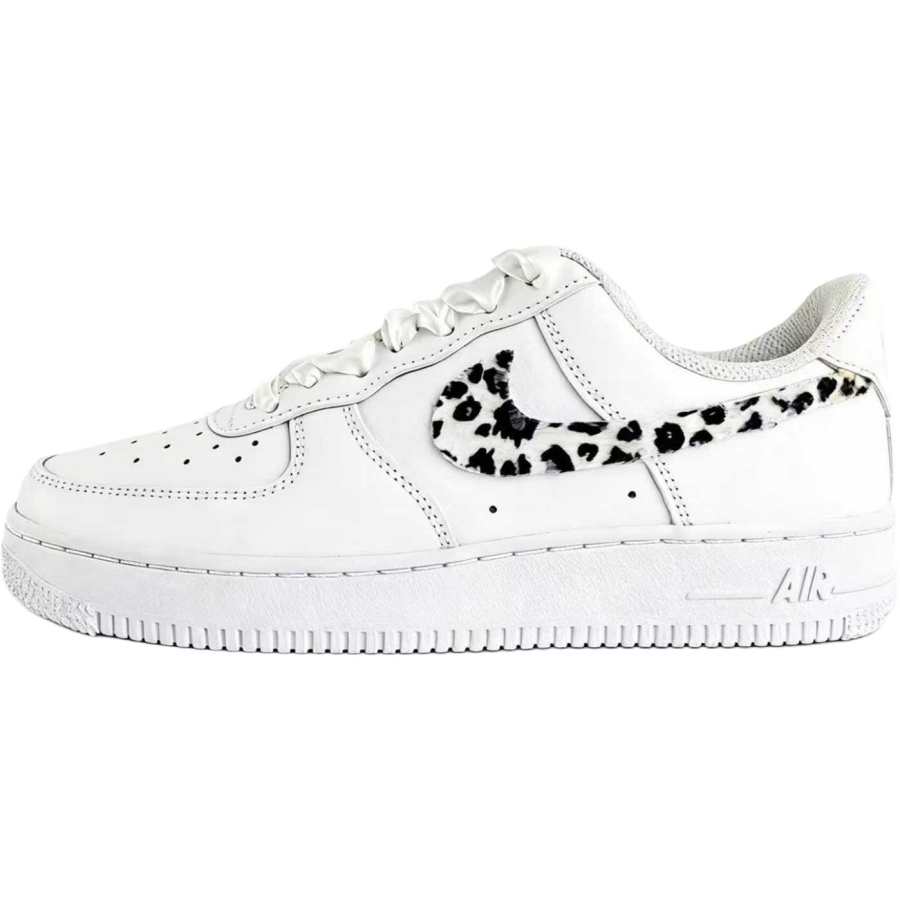 Nike Nike Air Force 1 Sweet Slip Resistant Abrasion Resistant Balance Low top Skateboard Shoes Women's Leopard Print White