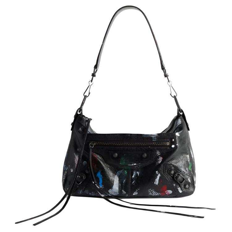 Balenciaga Le City Fine Grained Sheepskin Shoulder Bag Small Unisex Black