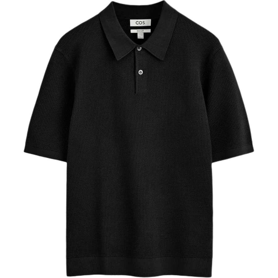 COS Polo Shirts Men's Black Polo Collar Moderate Straight Fit