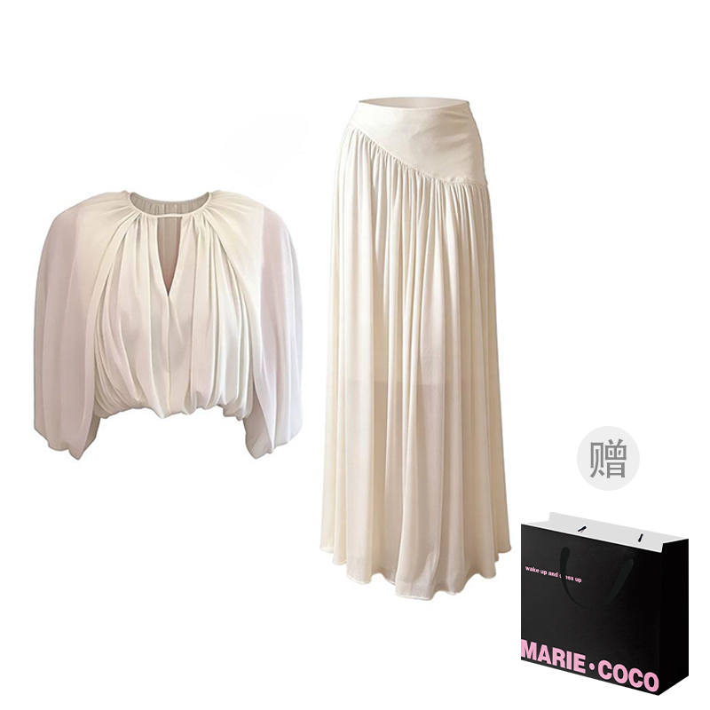 MARIE·COCO Two Piece Skirt Sets Women's V Neck Moderate Long