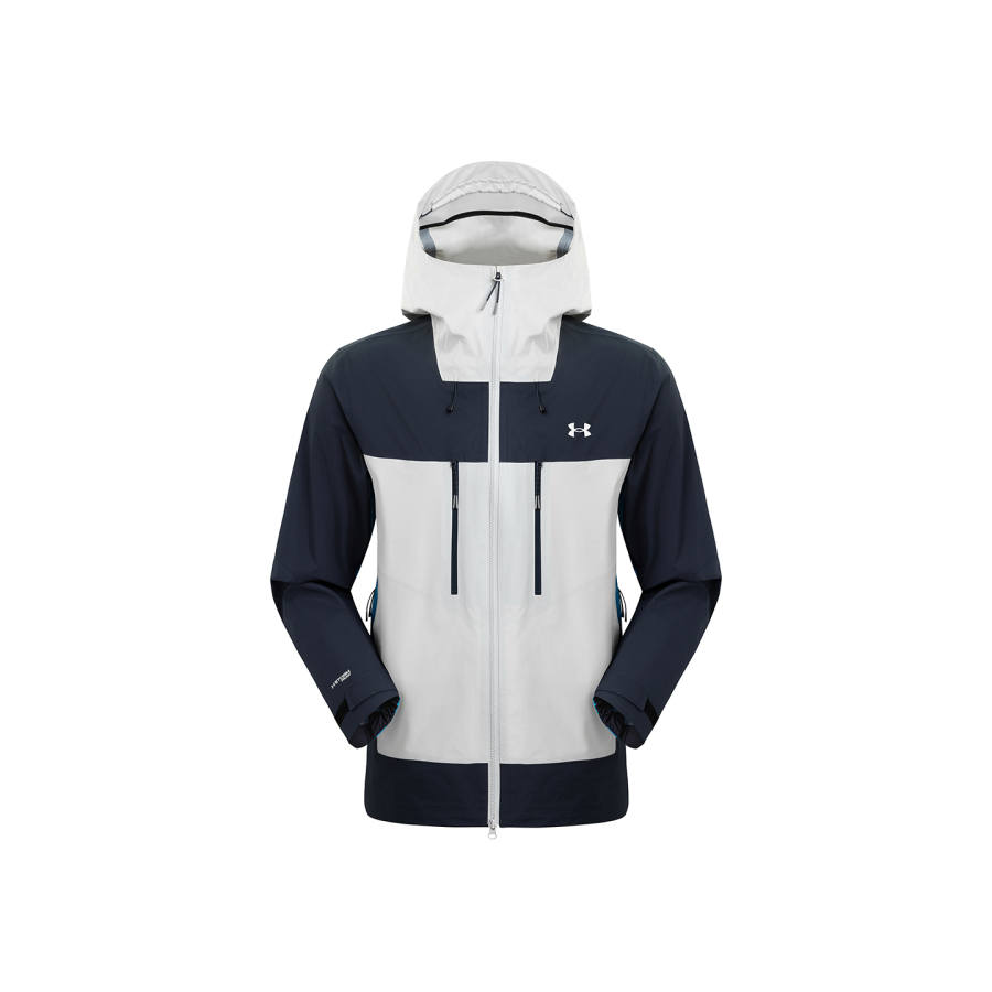 Under Armour Windbreaker Jackets Men's White & Moonlight Blue Hooded Moderate