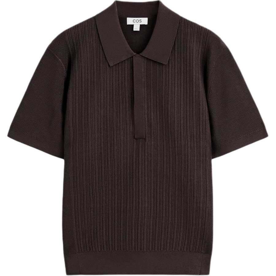 COS Polo Shirts Men's Dark Brown Polo Collar Moderate Straight Fit
