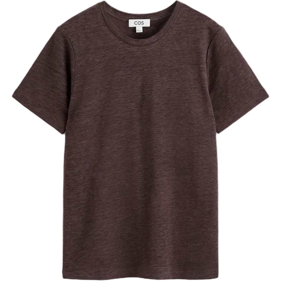 COS T Shirts Women's Burgundy Crew Neck