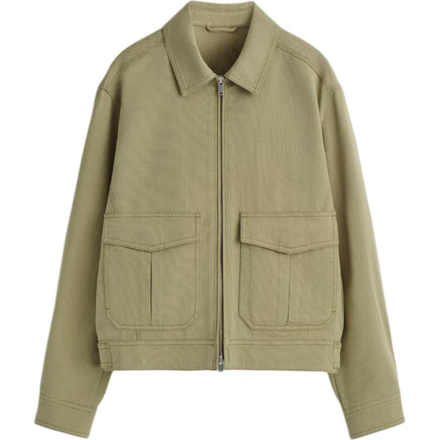 COS Jackets Men's Khaki Green Lapel Moderate Workwear