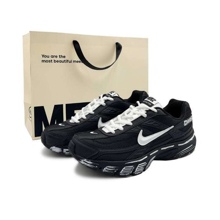 Nike Nike Initiator PU, Mesh Cushioning Abrasion Resistant Breathable Low top Casual Running Shoes Unisex Black White