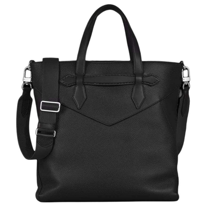 MONTBLANC Leather Tote One Shoulder Handbag Men's Black