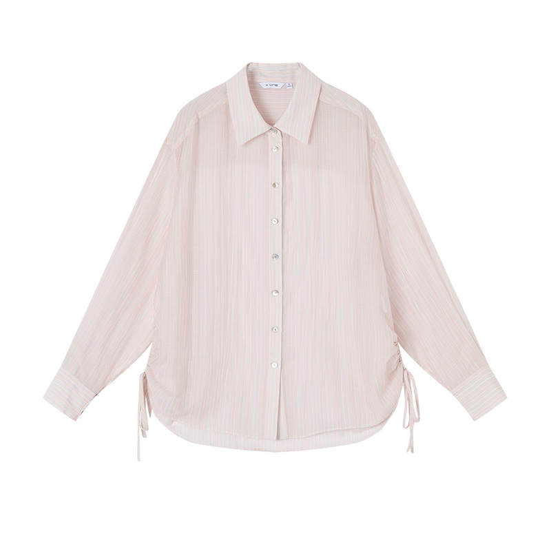 XIANGYING Shirts Women's Silver Peony Lapel Thin Shirt