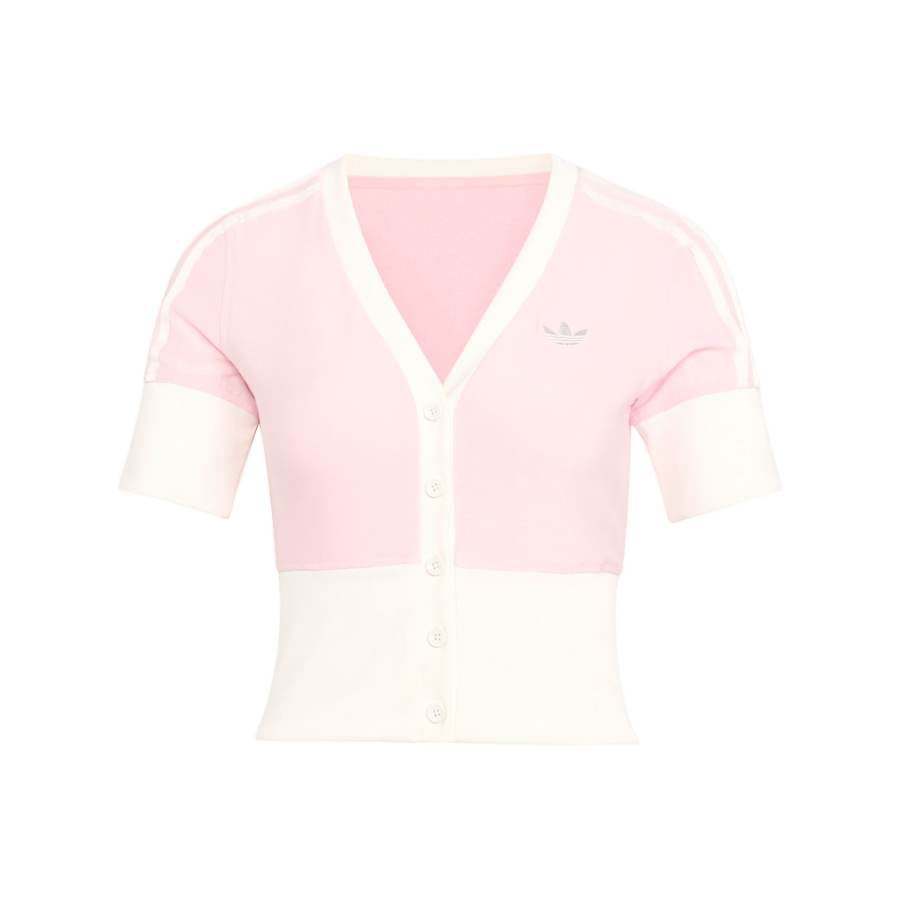 Adidas Originals Shirts Women's Light Pink/White V Neck Moderate