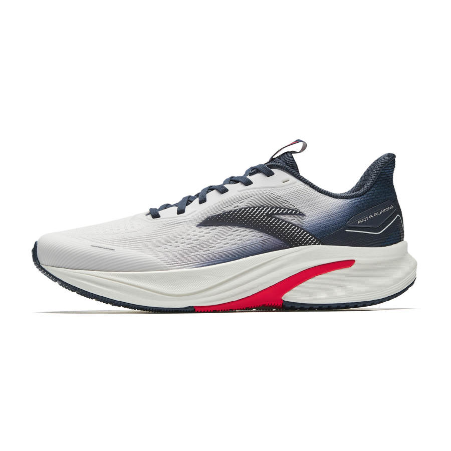 Anta Fabric Cushioning Slip Resistant Abrasion Resistant Low top Running Shoes Men's Papyrus White/Ink Blue