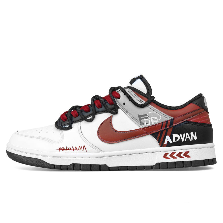 Nike Nike Dunk Slip Resistant Abrasion Resistant Low top Skateboard Shoes Unisex Black White Red
