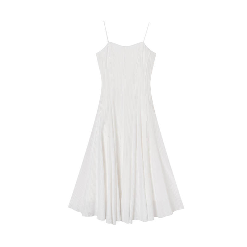 XIANGYING Slip Dresses Women's Heron White Moderate Mid Length