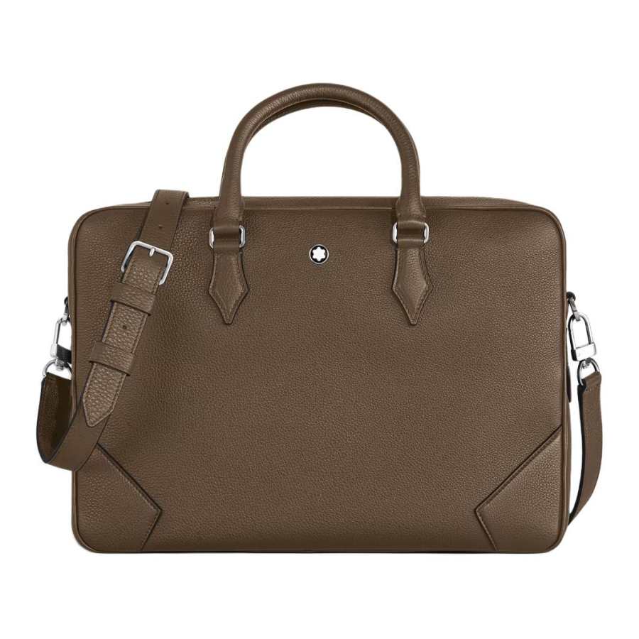 MONTBLANC MONTBLANC Full Grain Cow Leather Briefcase Medium Unisex Hazel Brown