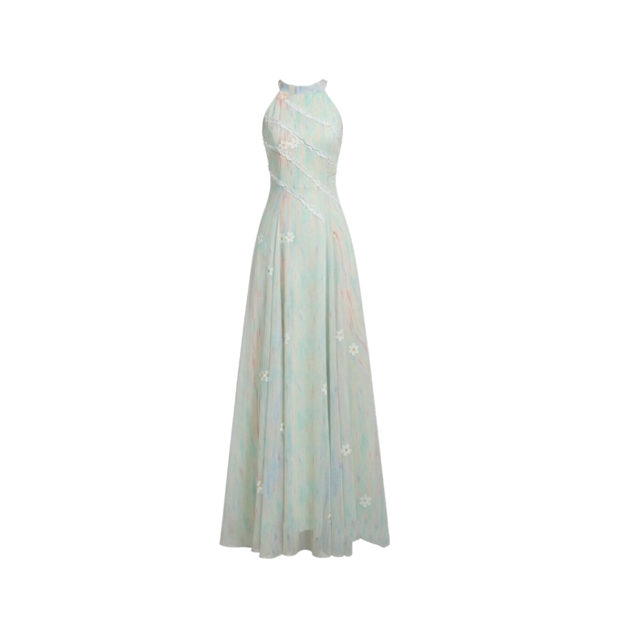 MTHE Sleeveless Dresses Women's Green Floral Moderate Long